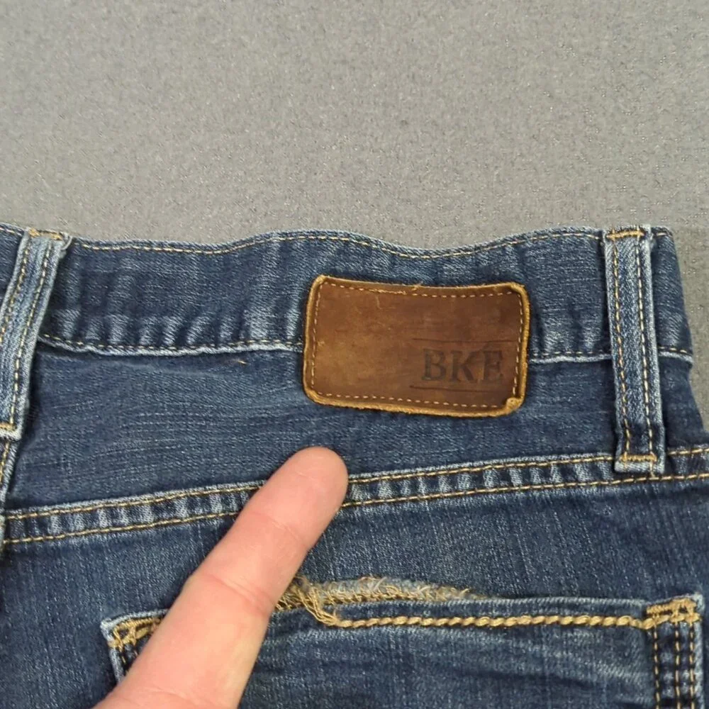 BKE Jeans Men's 32L Fits 32x29 Blue Asher Straight Stretch Denim Hemmed